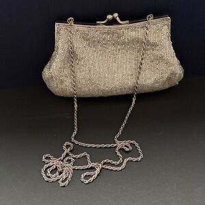 La Regale Silver Beaded Clutch